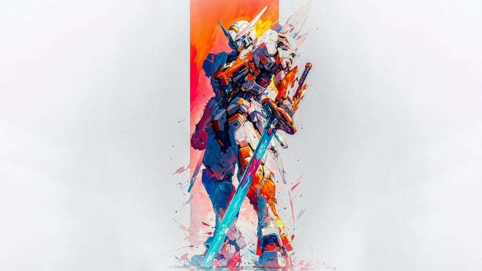 Gundam with a glowing sword