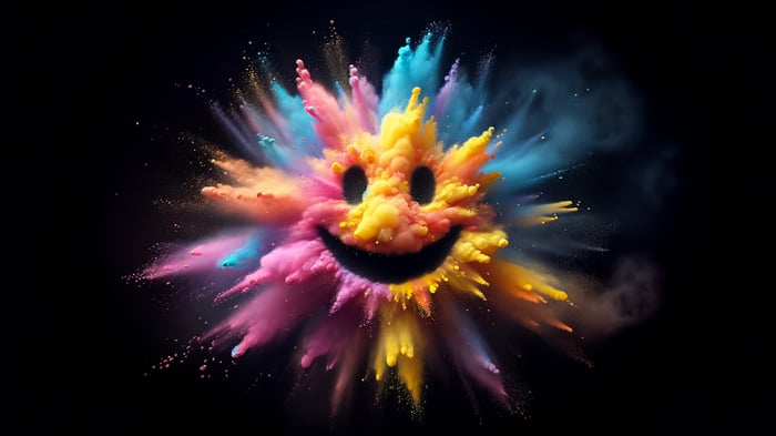Smiley Face Explosion of Colorful Powder 4K