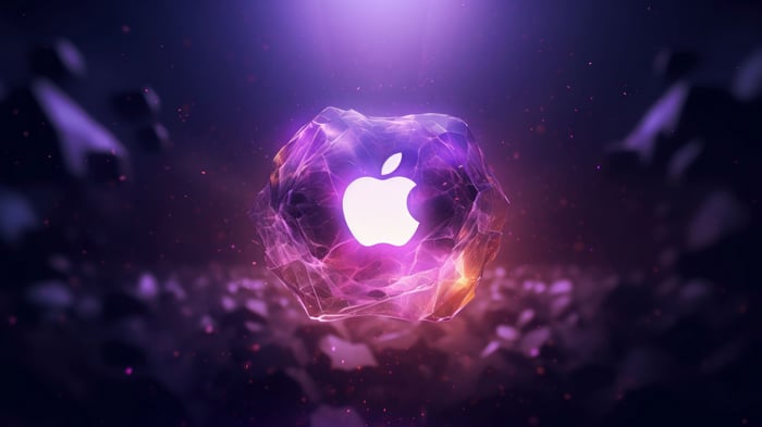 Apple Logo on a Crystalline Structure in 4K