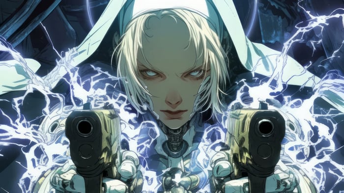 Anime Nun with Guns and Lightning 4K