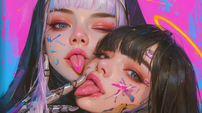 Anime Girls Tongue Out 4K