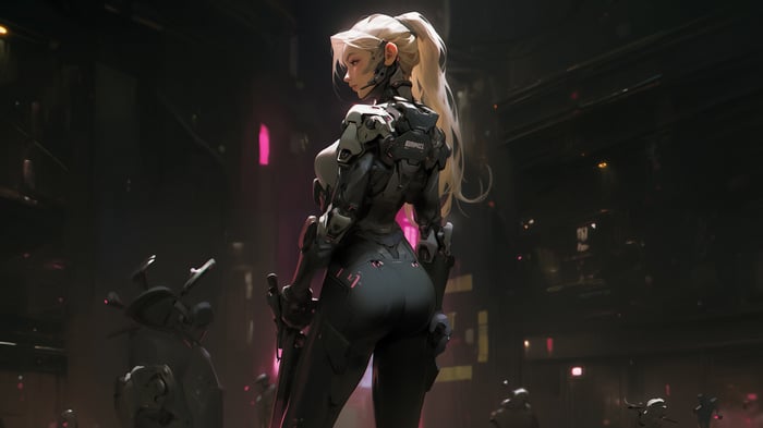 Cyberpunk Blonde Girl in Sci-Fi Armor 4K