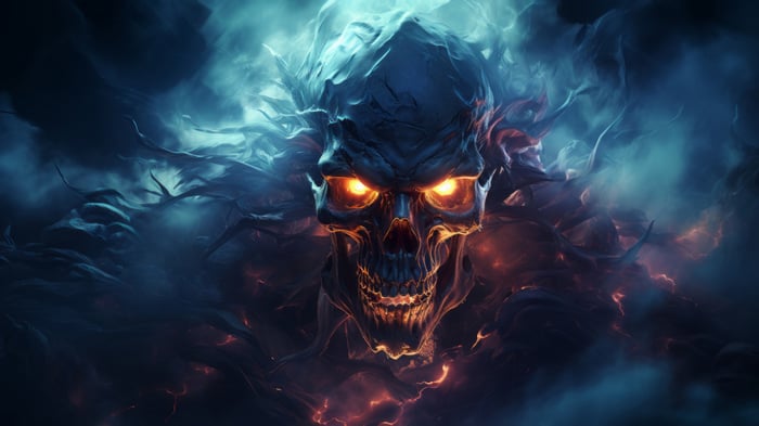 Scary Skull Monster with Glowing Eyes 4K