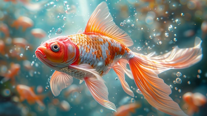 Goldfish swimming underwater in 4K