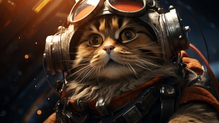 Cat wearing steampunk goggles and helmet