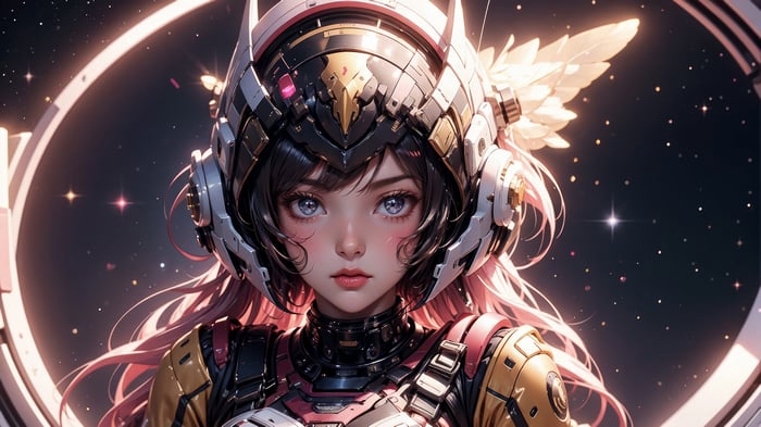 Anime Girl in Mecha Armor with Wings 4K