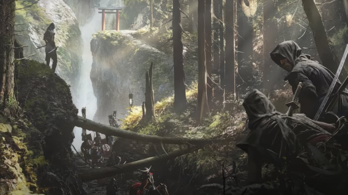 Video Game Forest with Torii Gate