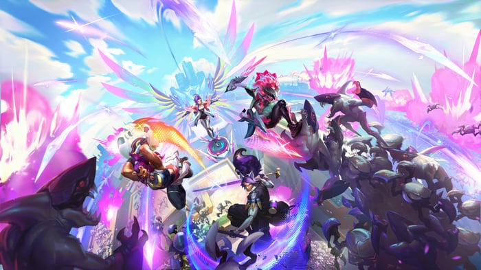 Anima Squad Yasuo, Illaoi, Seraphine, and Briar in League of Legends 4K