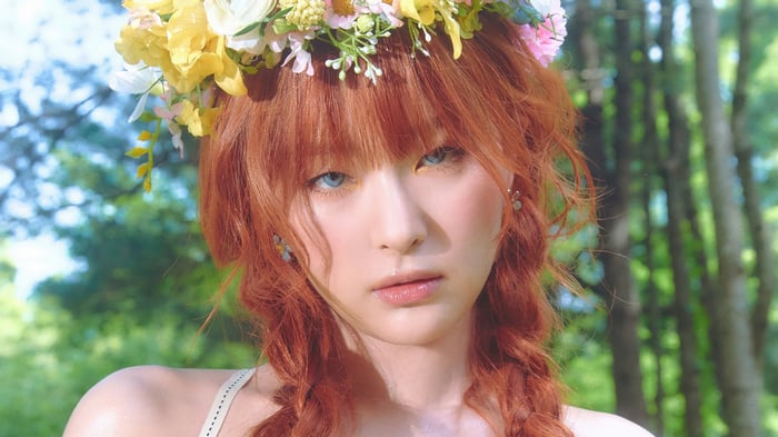 Seulgi from Red Velvet with a flower crown