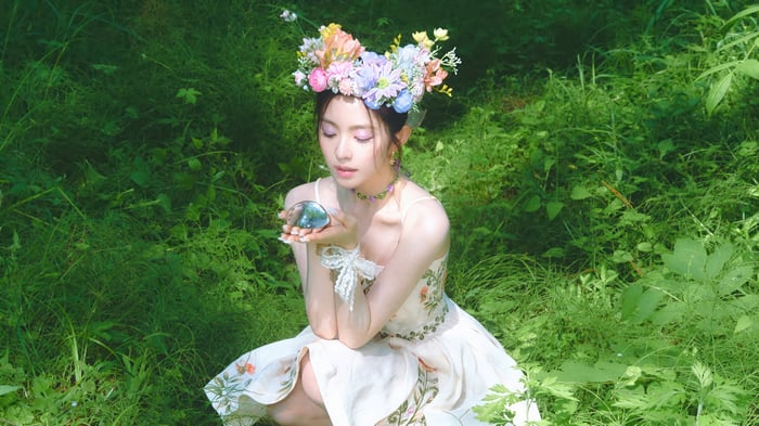Irene of Red Velvet in a floral crown