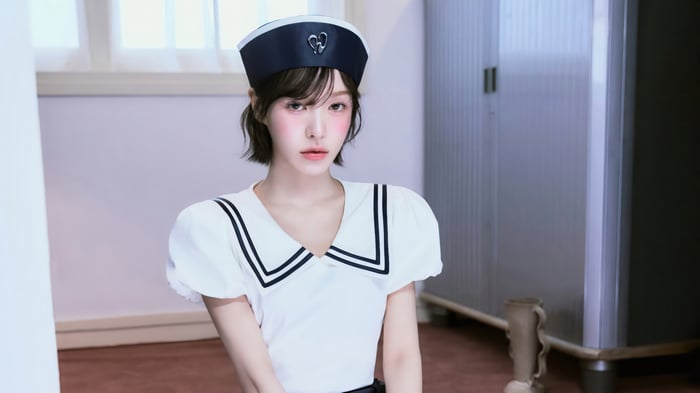 Wendy from Red Velvet in a sailor outfit
