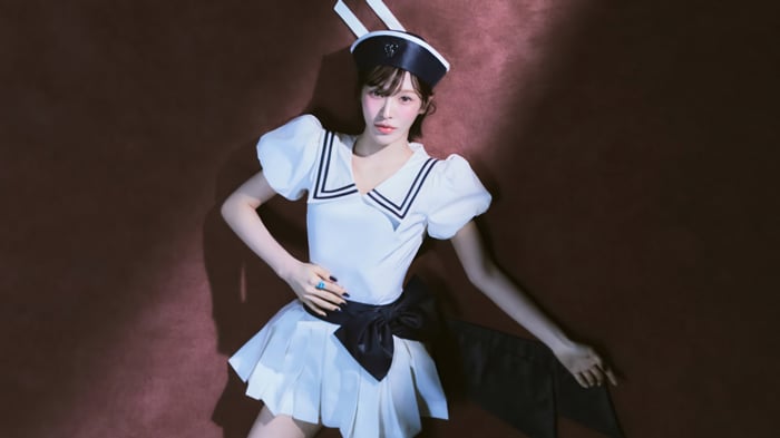 Wendy from Red Velvet in a sailor outfit