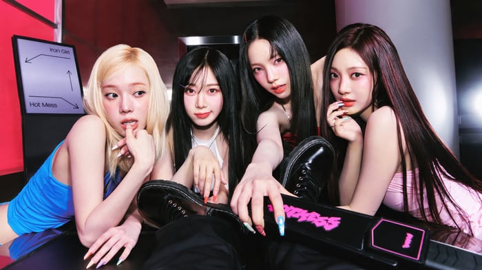 Aespa members posing in a studio setting