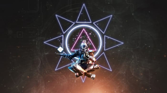 Destiny 2 Guardian meditating with geometric shapes