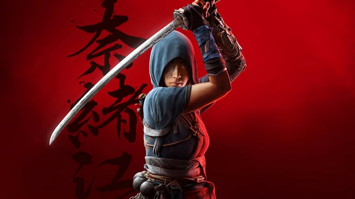 Naoe from Shinobi holding a katana in 4K
