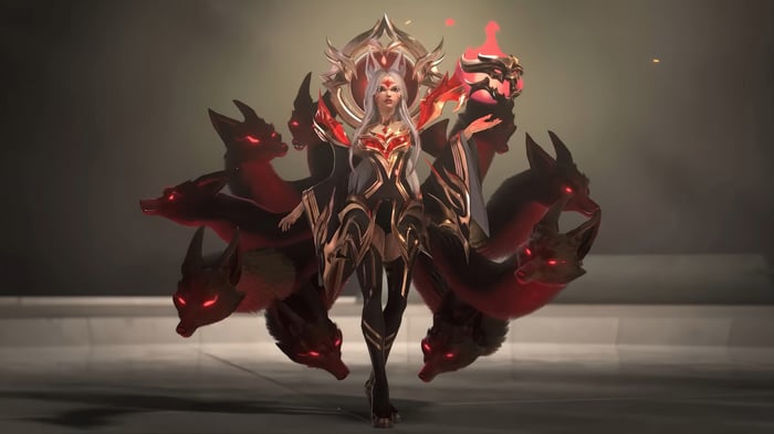 Ahri from League of Legends with demonic fox spirits