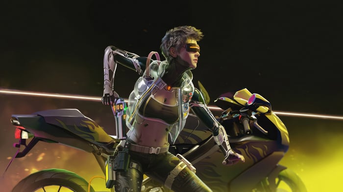 Cyberpunk Girl on a Motorcycle in 4K