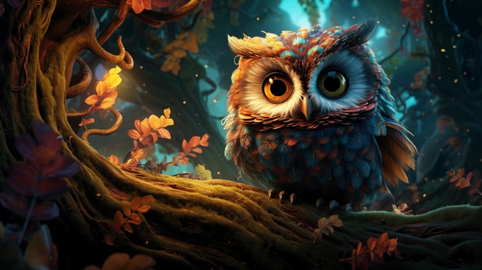 Cute Owl in a Forest