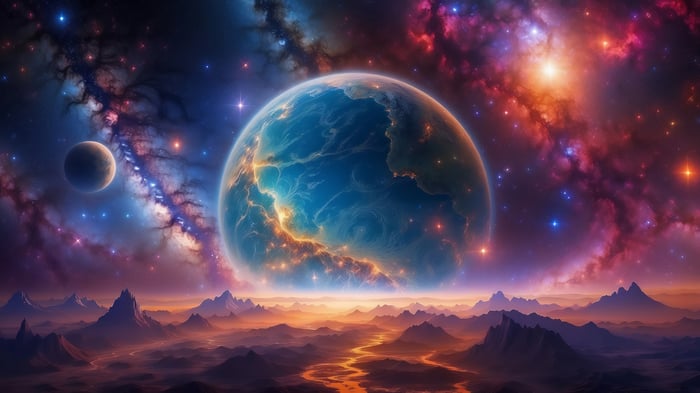4K Space Scenery with Planets and Nebula