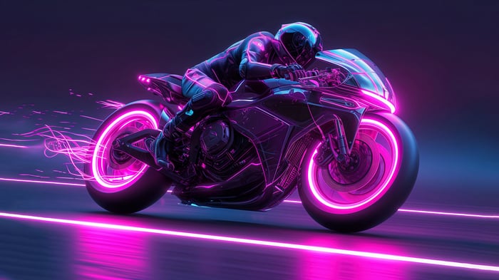 Neon Motorcycle Rider in Digital Art 4K