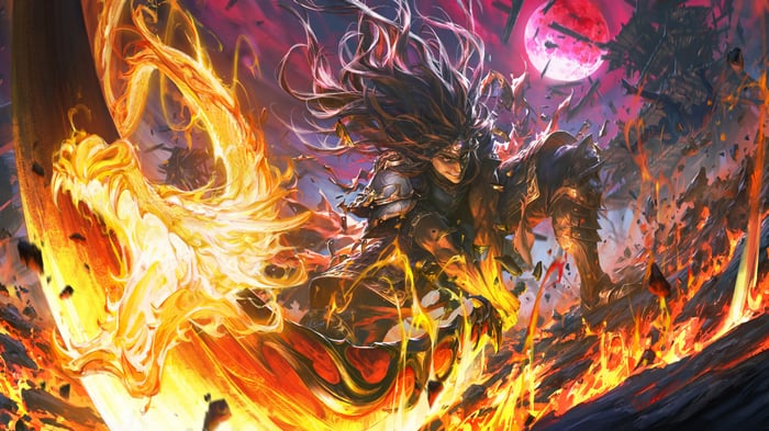 Warrior with Flaming Sword in 4K