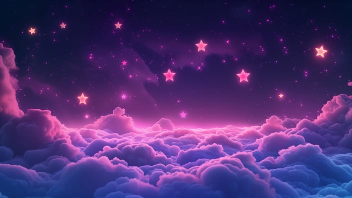 Pink and Blue Clouds Under a Starry Sky 4K
