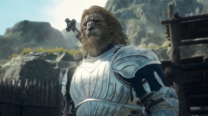 Lion Warrior in Armor with Sword 4K
