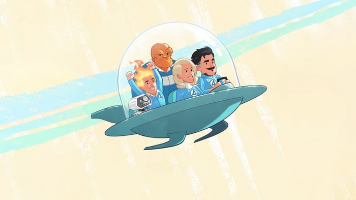 The Fantastic Four in a Spaceship