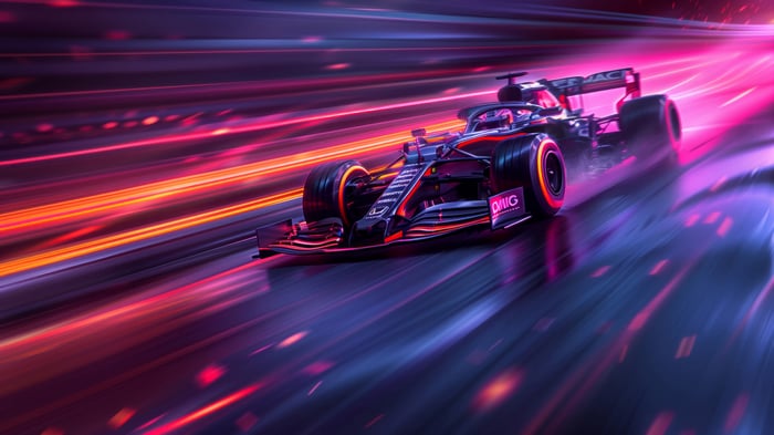 Formula 1 Race Car Speeding in Digital Art 4K