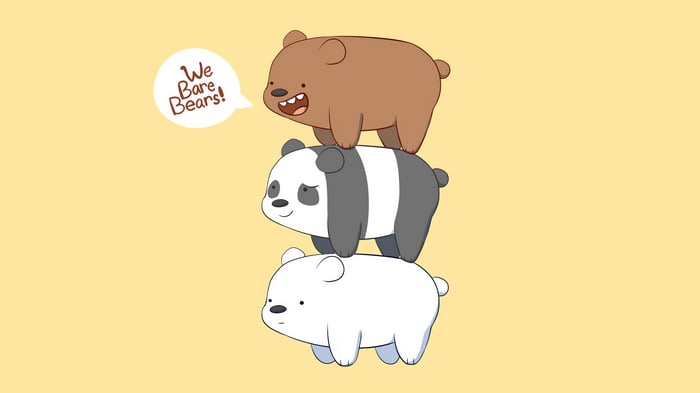 We Bare Bears stacked on a yellow background