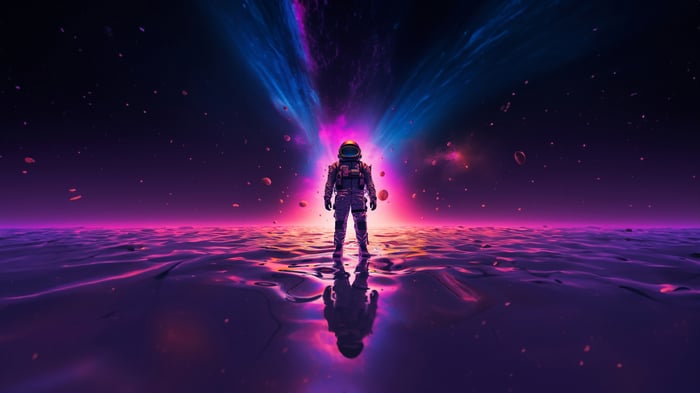 Astronaut in a Neon Space Landscape 4K