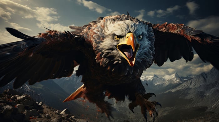 Eagle flying over mountains 4K