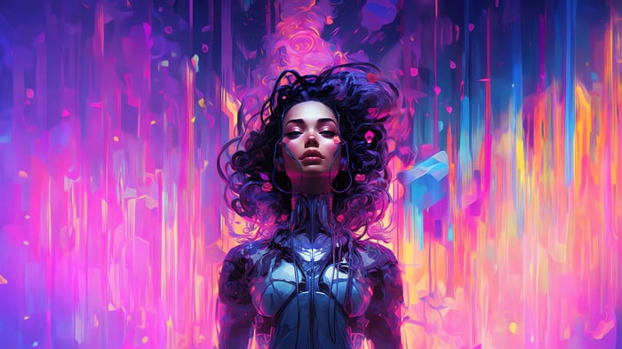 Cyberpunk Girl in Colorful Digital Art 4K
