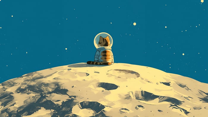 Cat Astronaut on the Moon 4K