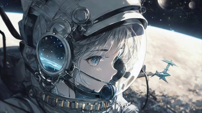 Anime Astronaut Girl in Space 4K