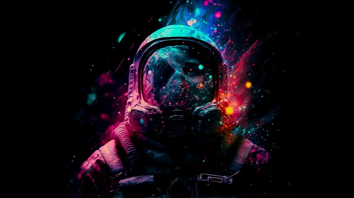 Astronaut in colorful space digital art 4K