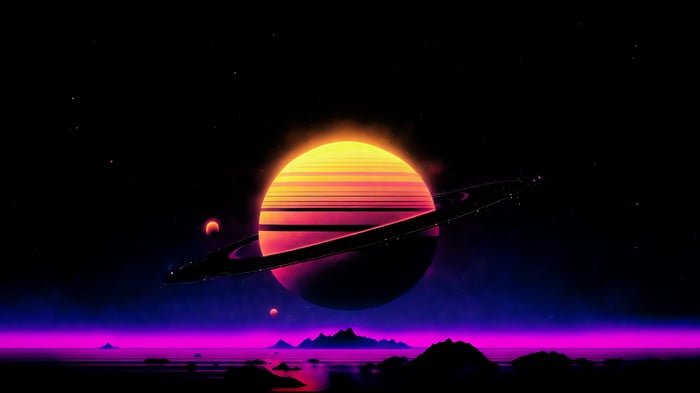 Synthwave Planet Saturn 4K