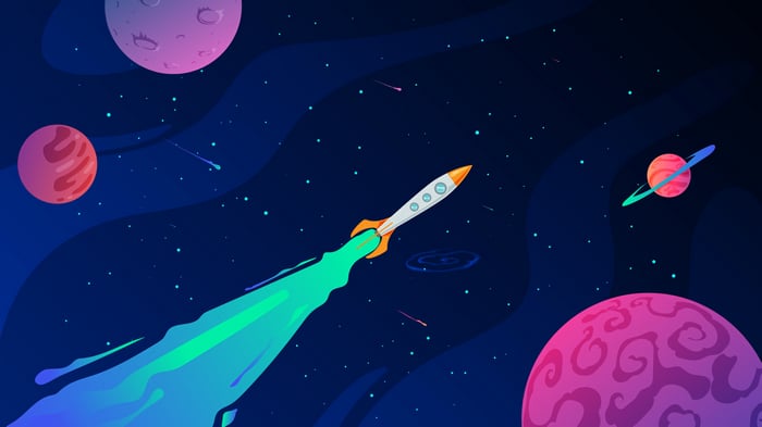 Rocket Launching Through Space with Planets