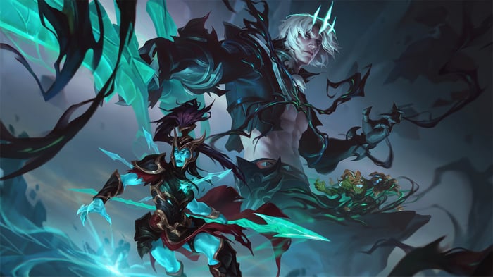 Viego, Kalista, and Maokai from League of Legends