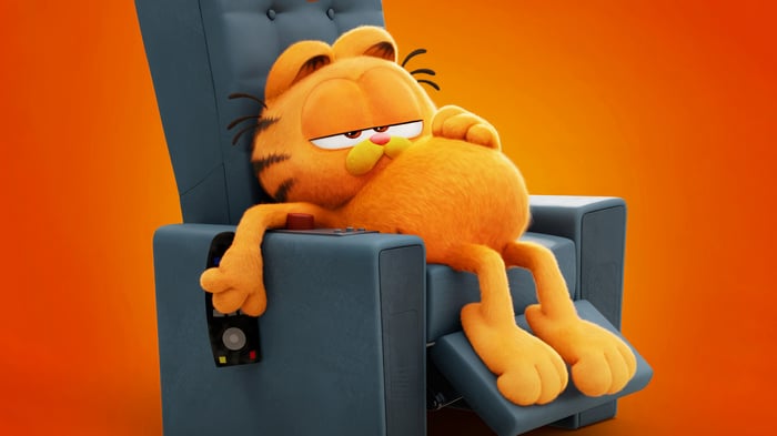 Garfield relaxing in a recliner