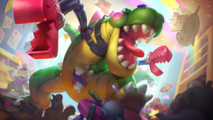 League of Legends Toy Dinosaur Splash Art 4K