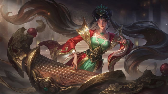 Sona playing the Guqin in League of Legends 4K