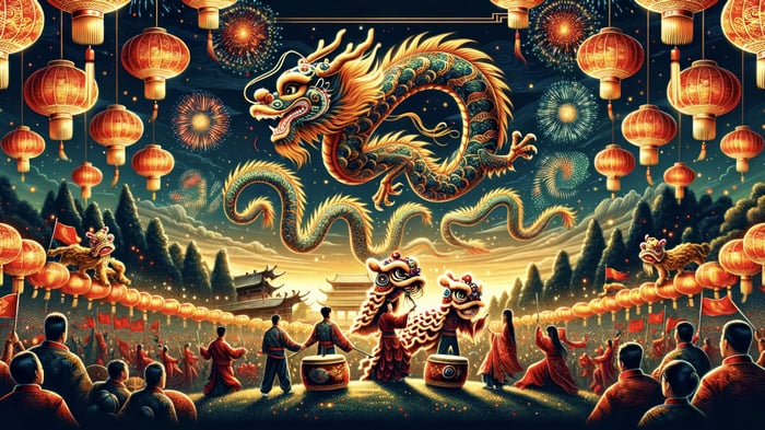 Chinese New Year Dragon Dance Celebration 4K