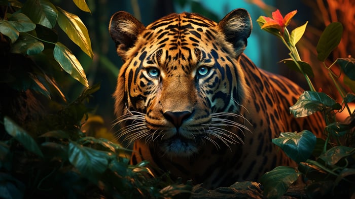 Tiger in a lush forest 4K