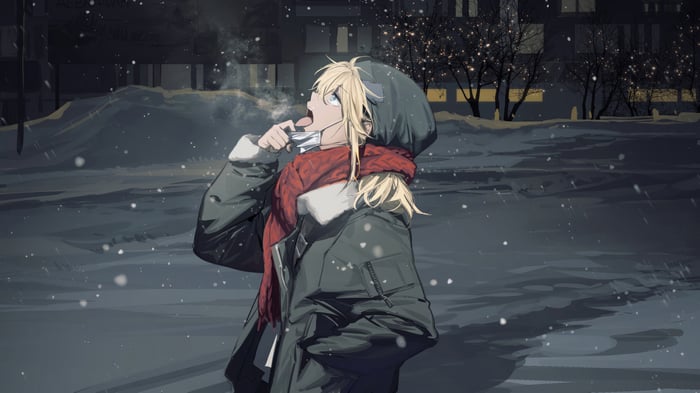 Anime Girl in Snow 4K