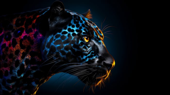 Digital Art 4K Jaguar with Colorful Spots