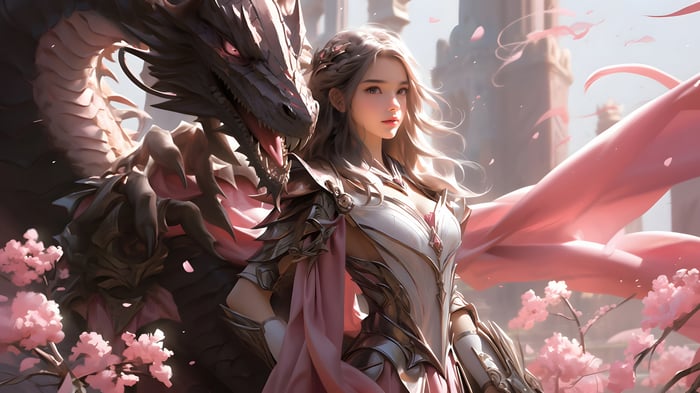 Fantasy Girl and Dragon 4K