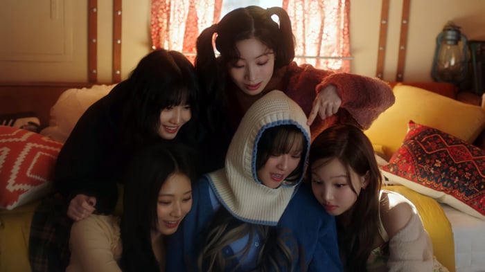 TWICE girls in a cozy room