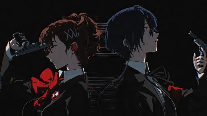 Persona 3 Reload: Kotone Shiomi and Makoto Yuki with guns
