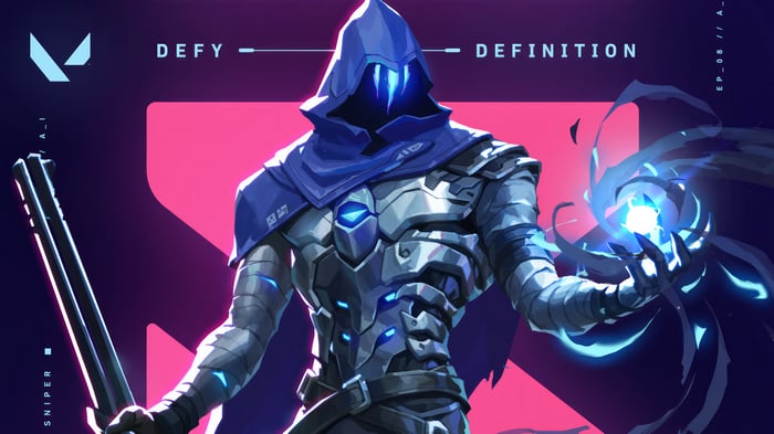 Omen from Valorant holding a glowing orb